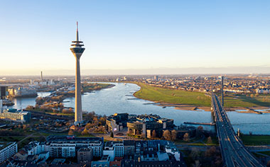 The Düsseldorf skyline in winter